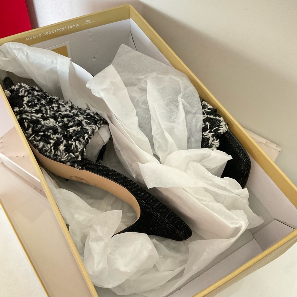 Michael Michael Kors Tessa Frayed Black Denim Mule Size 9.5 - Picture 2 of 7